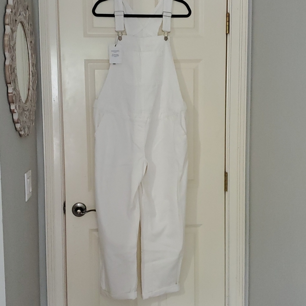 NeW White denim maternity overalls